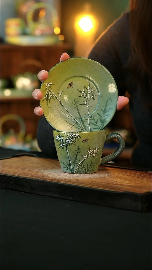 杯手绘心瓷陶瓷浮力