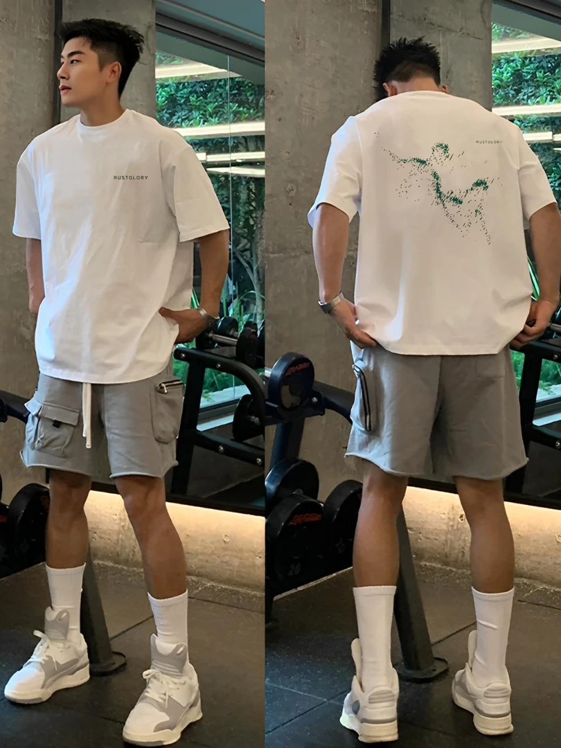 【重磅纯棉】cleanfit美式短袖T恤未来感印花情侣百搭夏季透气宽松