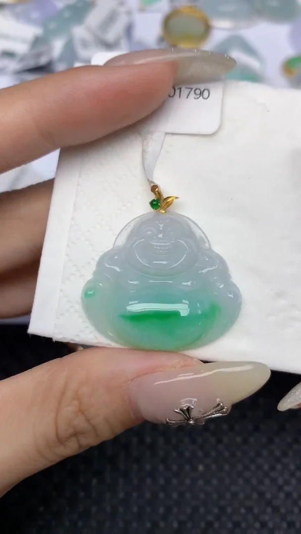 颈饰18K金镶嵌翡翠 天然缅甸翡翠a货百元以上9元证书费自理