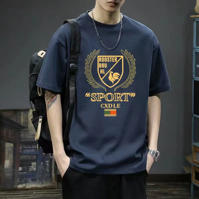 法国公鸡短袖t恤男半袖百搭韩版宽松纯棉时尚休闲ins圆领打底短袖