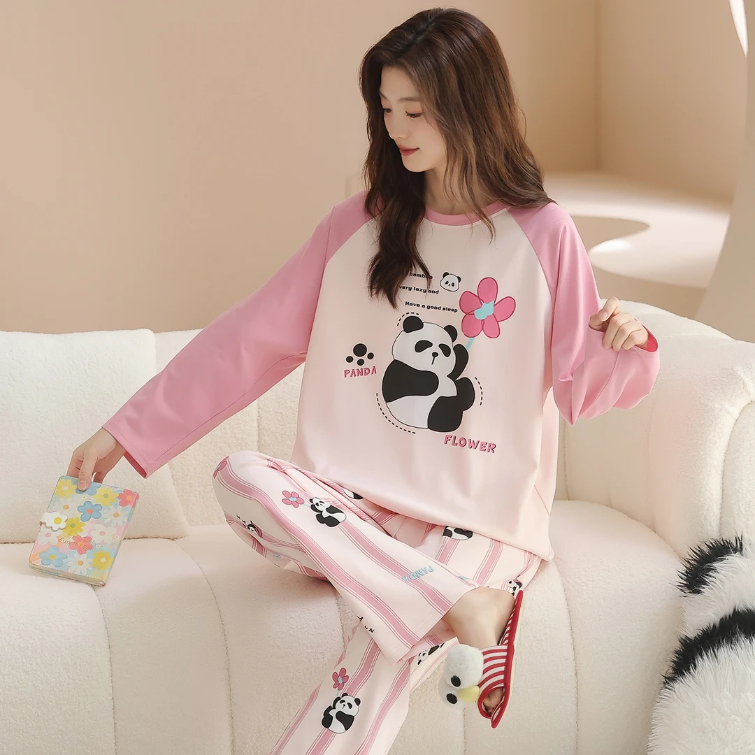 2025新款春秋冬季纯棉长袖睡衣可爱卡通女士休闲可外穿家居服套装