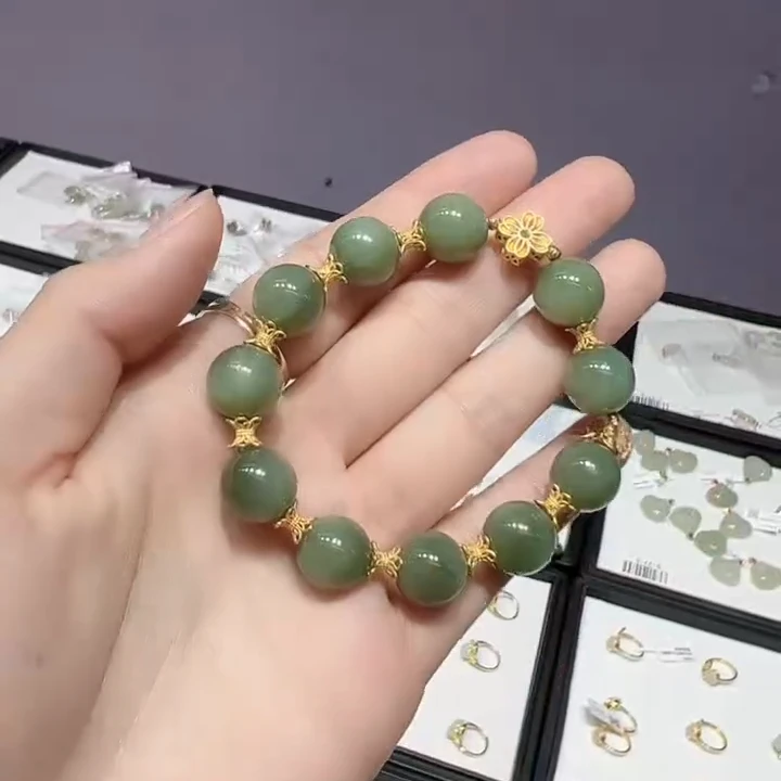 Gloire/古名【睿泽鉴宝】S925和田玉碧玉手串 11mm+ DY7073