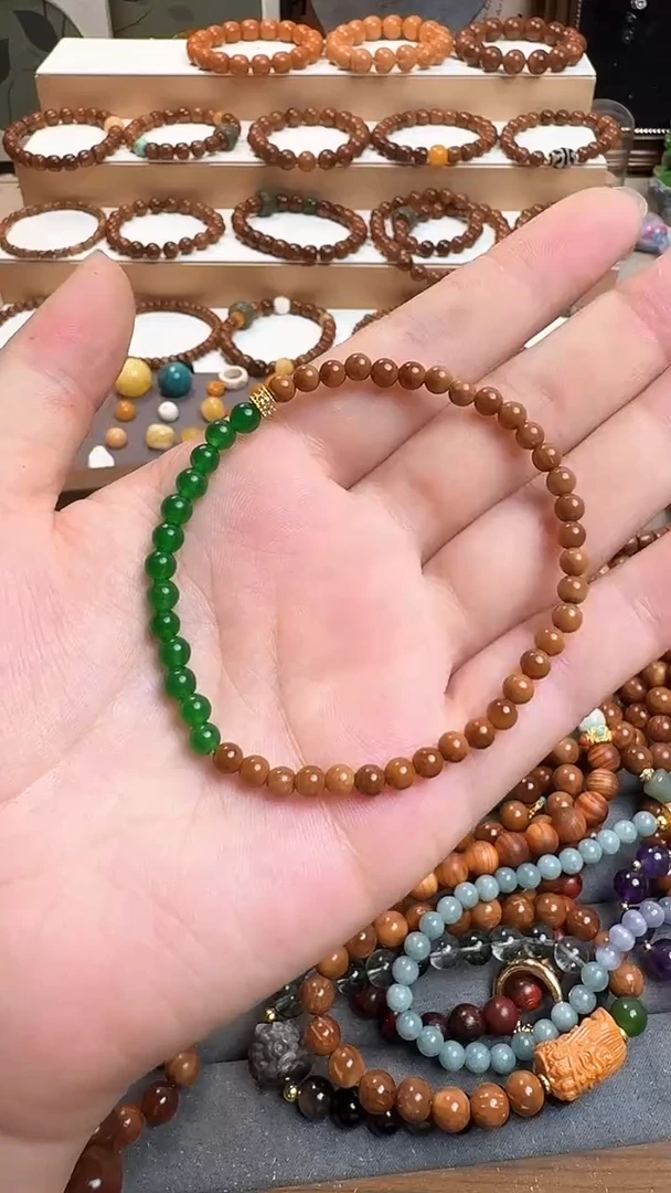 未镶嵌库克手串绿玛瑙库克卡4单圈