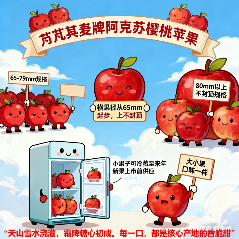 芃芃其麦牌阿克苏樱桃红富士苹果核心产区直供脆爽甘甜果香浓郁
