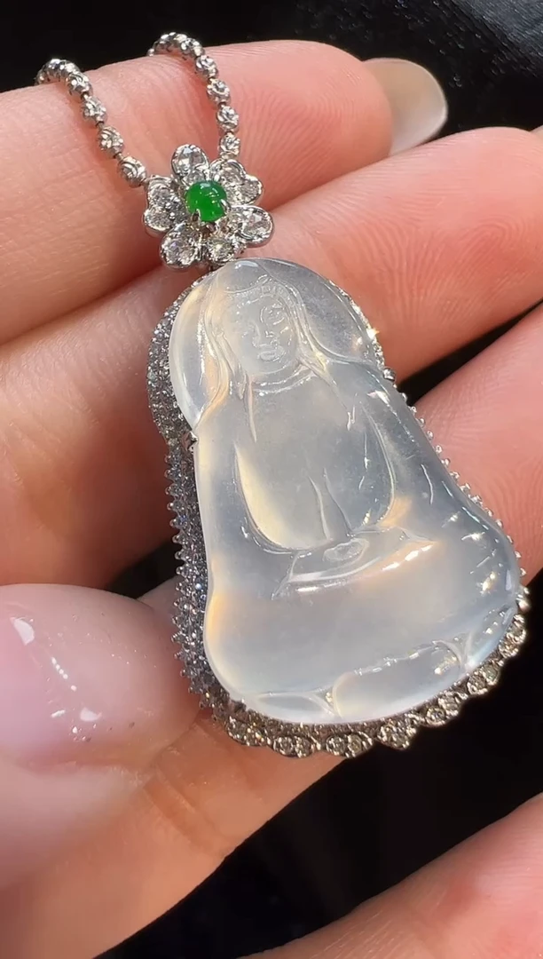 吊坠(不含链)18K金镶嵌翡翠AL6吊坠