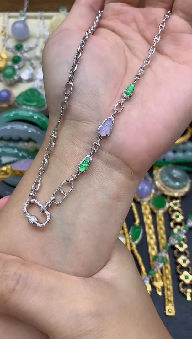 翡翠18K金镶嵌颈饰567-中国好珍宝