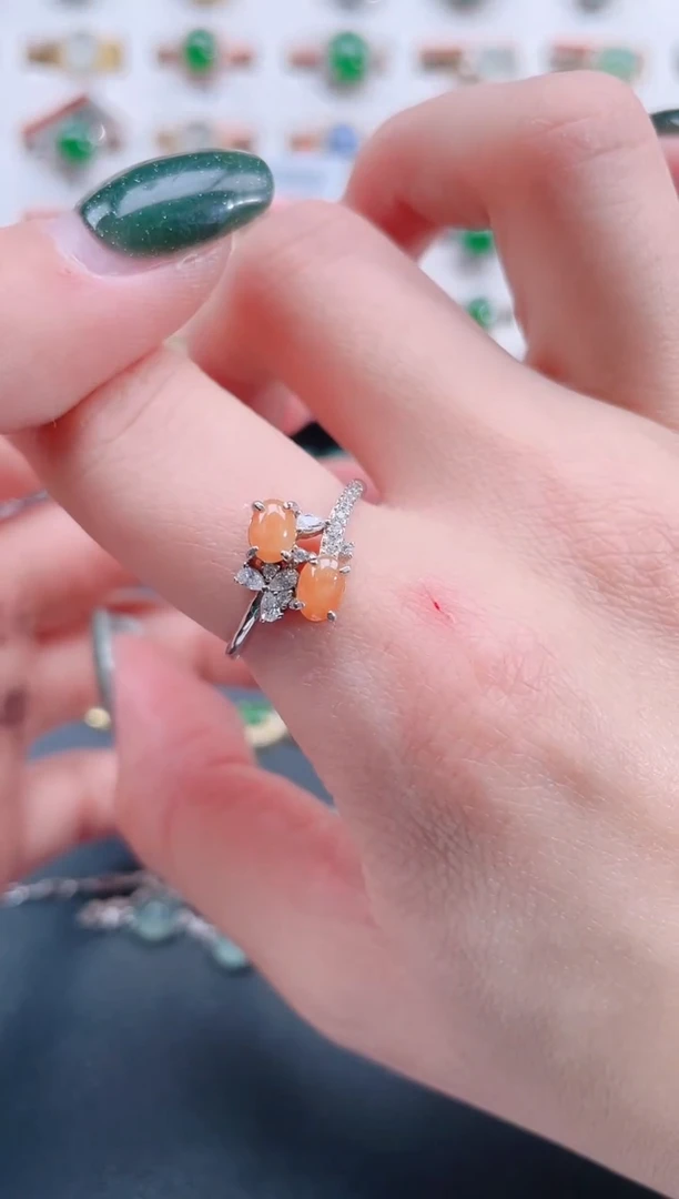 银S925镶嵌戒指翡翠天然翡翠