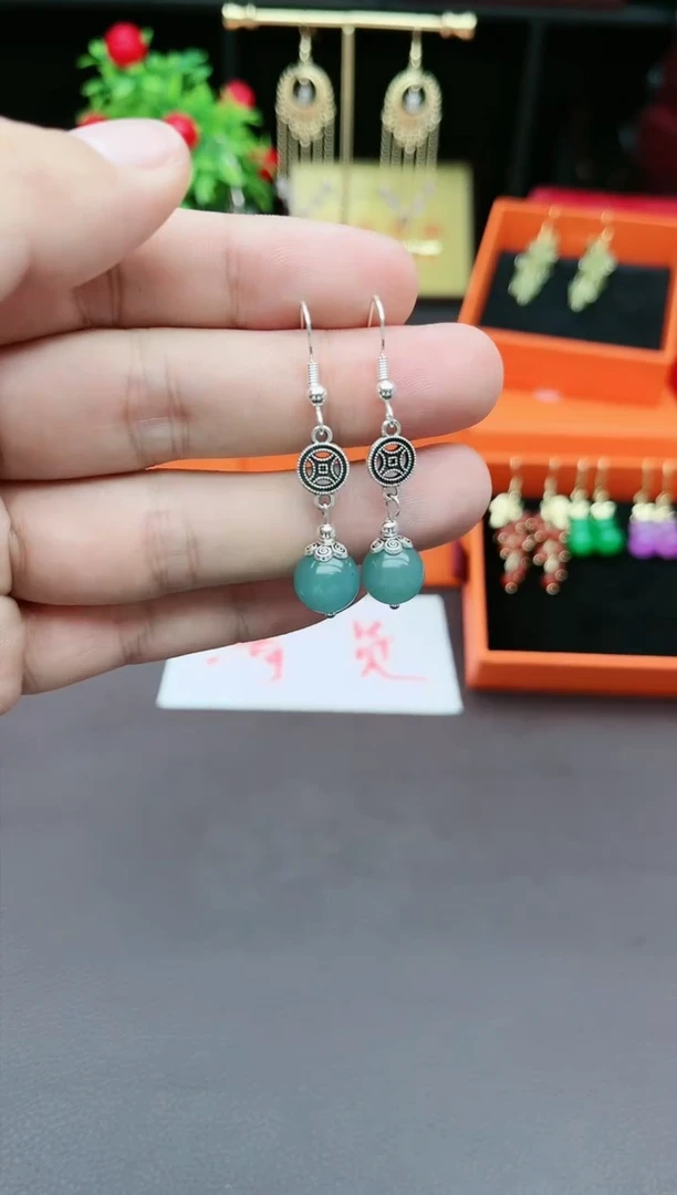 玛瑙/玉髓耳饰银S925镶嵌716000