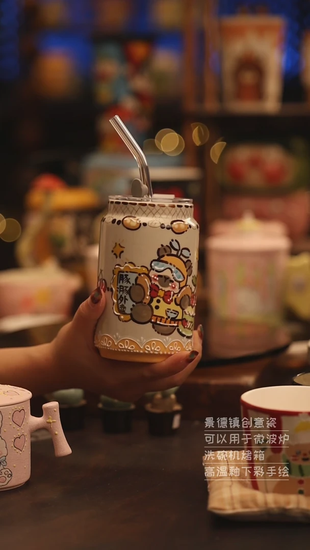 陶瓷景德镇可爱陶瓷釉下彩绘设计师款