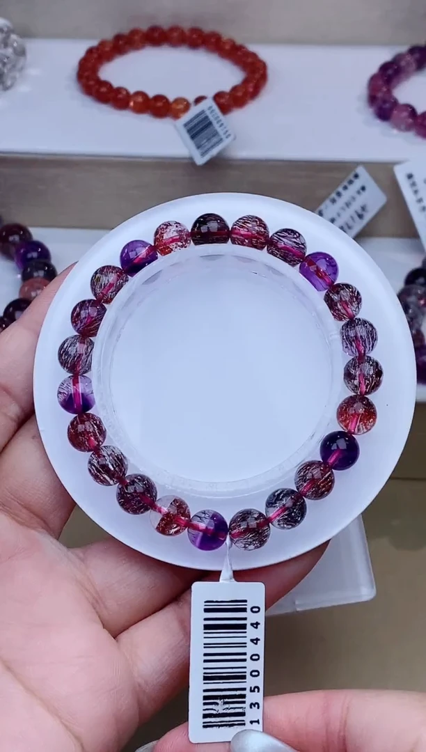 未镶嵌手链水晶黑加仑超七8m+