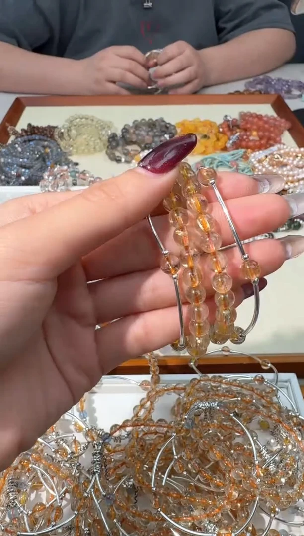 【闪购商品】发晶手链银S925镶嵌J032金发双圈弯管款