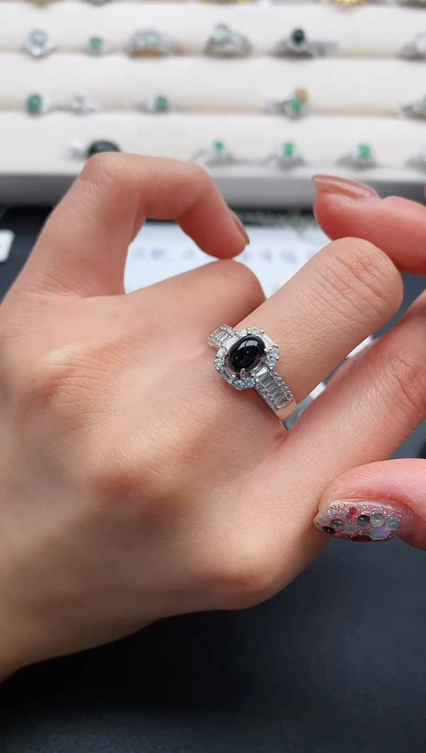 银S925镶嵌戒指翡翠2222222+6