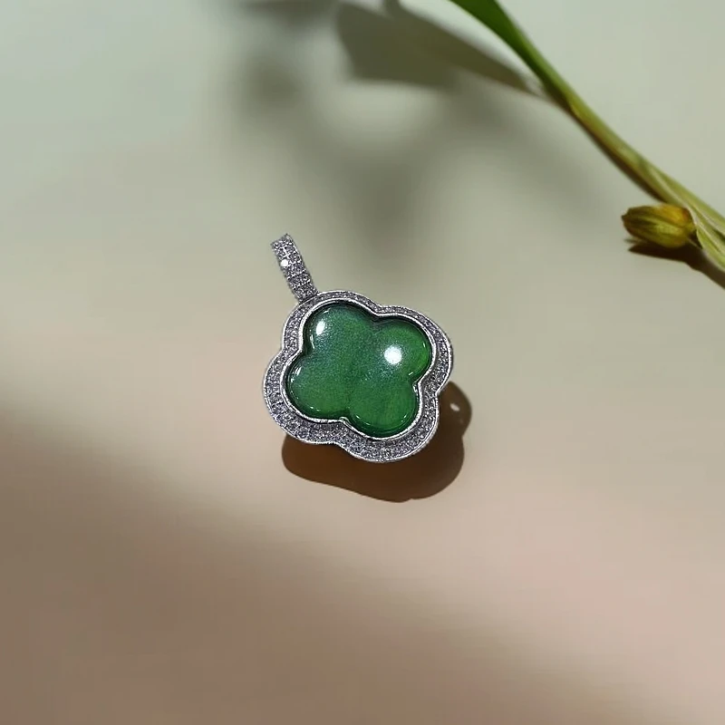 【SG】翡翠四叶草吊坠 配小米珠