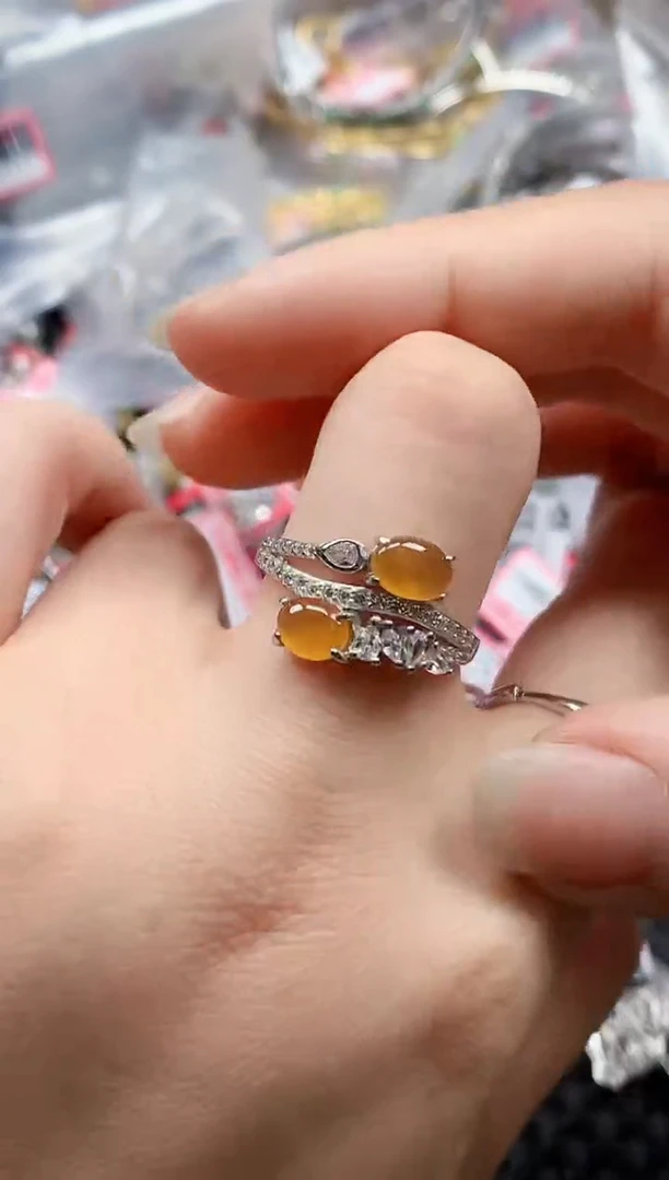 银S925镶嵌戒指翡翠天然A货缅甸翡翠