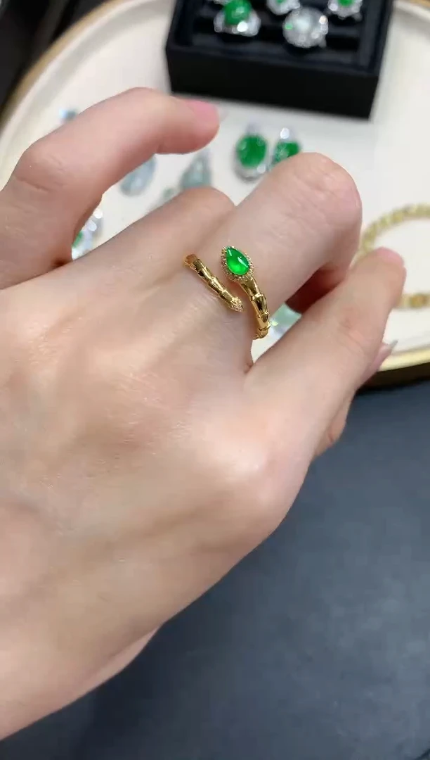 【闪购商品】翡翠戒指18K金镶嵌A663|2980