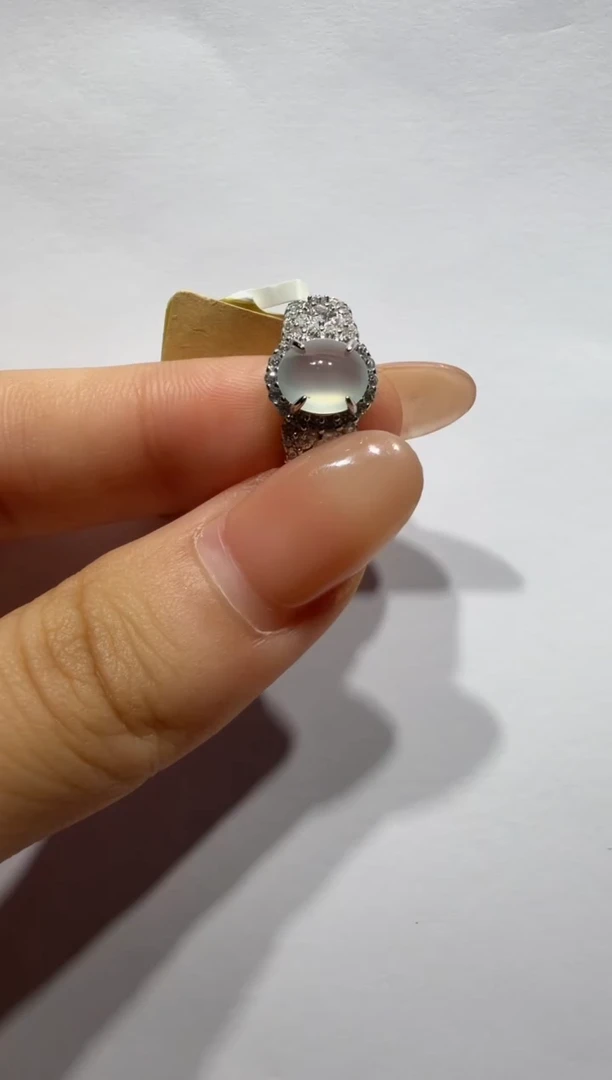 银S925镶嵌戒指翡翠925银镶缅甸A货翡翠戒指