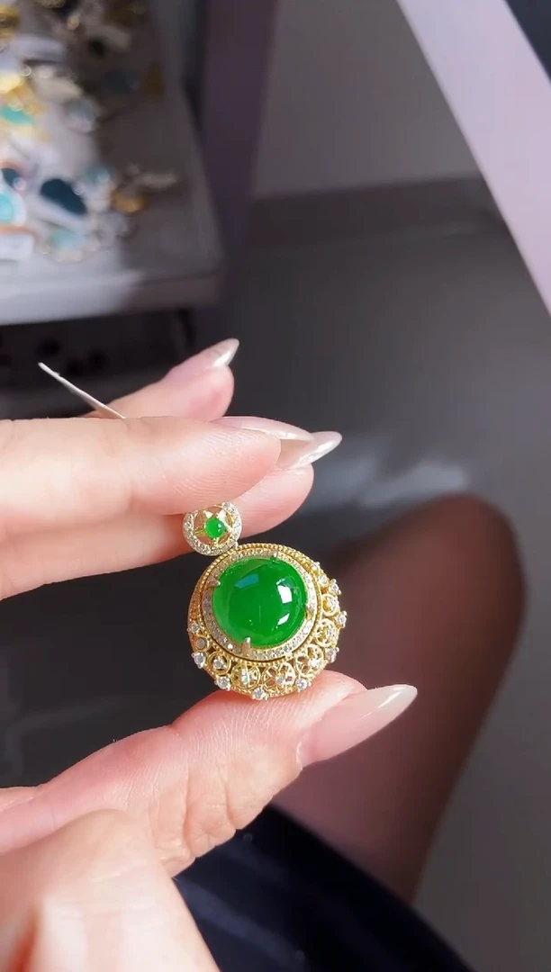 颈饰银S925镶嵌翡翠12