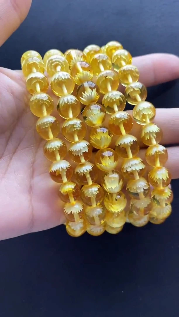 裸石琥珀未镶嵌静*心项链