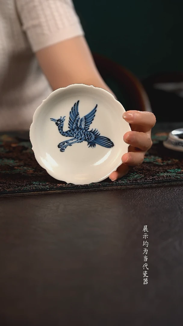 雲山敬古孔雀葵口杯垫