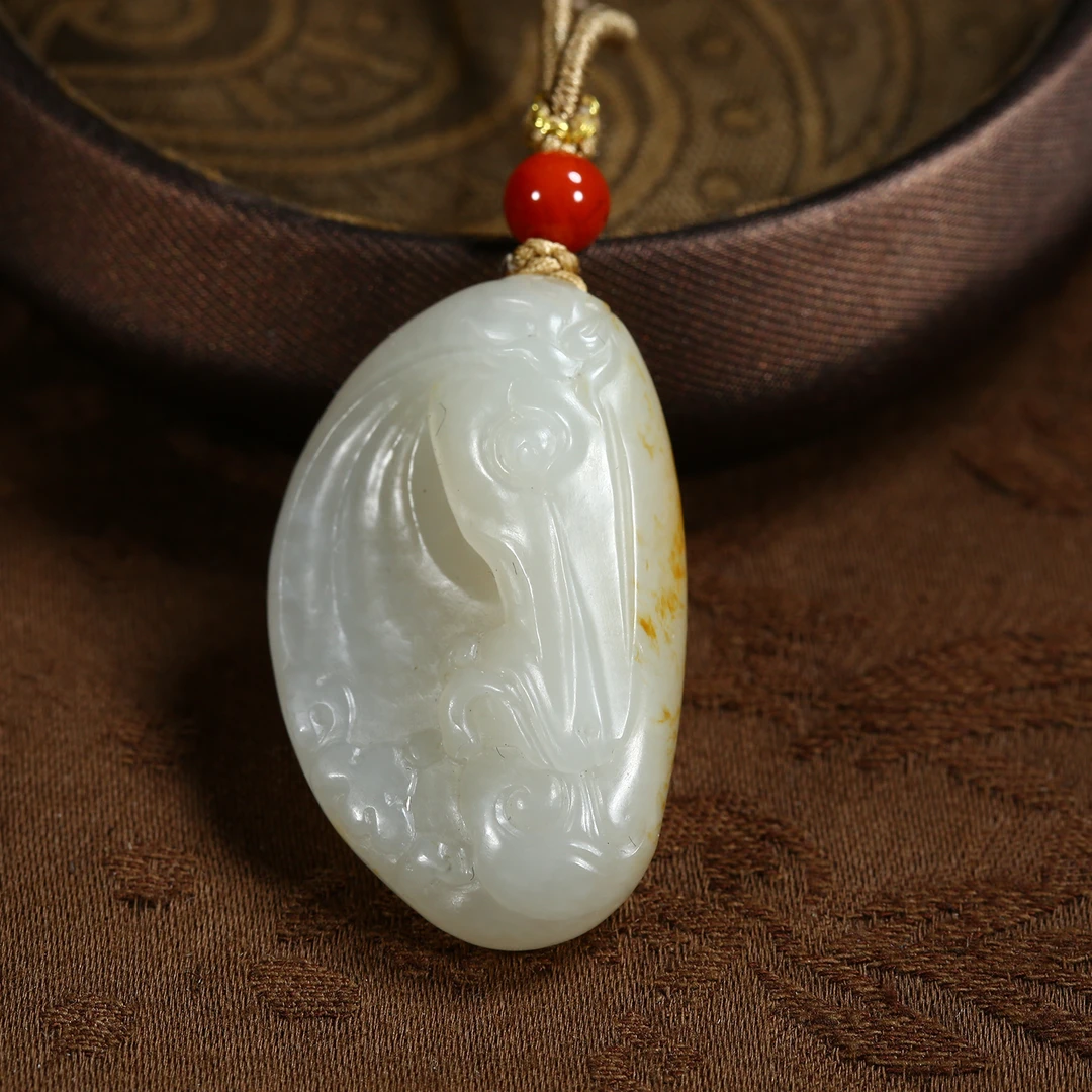 【央博玉专属】和田玉洒金马首挂件YJSZ2186尺寸：39.5*24.3*13mm