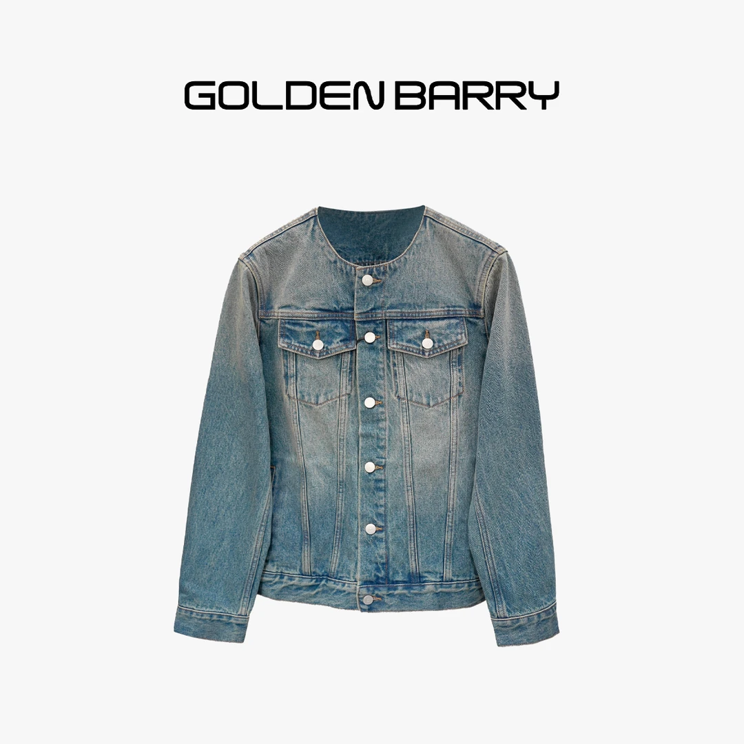GOLDENBARRY【福 利】120099摩登无领牛仔外套/微瑕