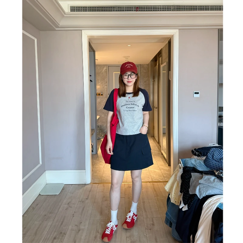 青青·STUDIO〖韩系插肩〗夏款定制显瘦小版插肩袖短袖T恤S2501347