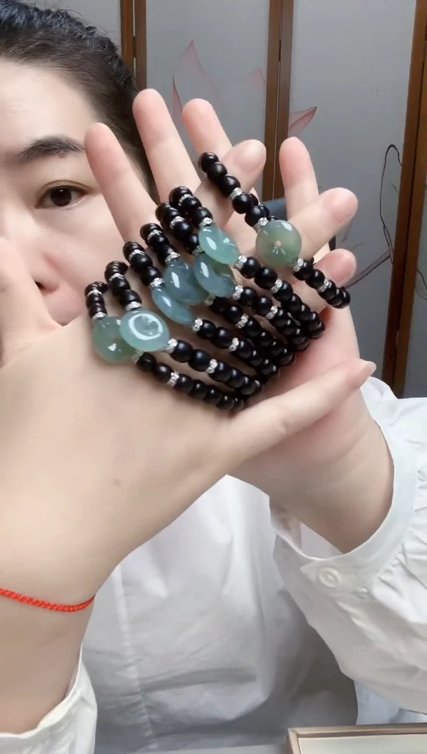 颈饰未镶嵌翡翠平安扣手串配木珠多样性发货