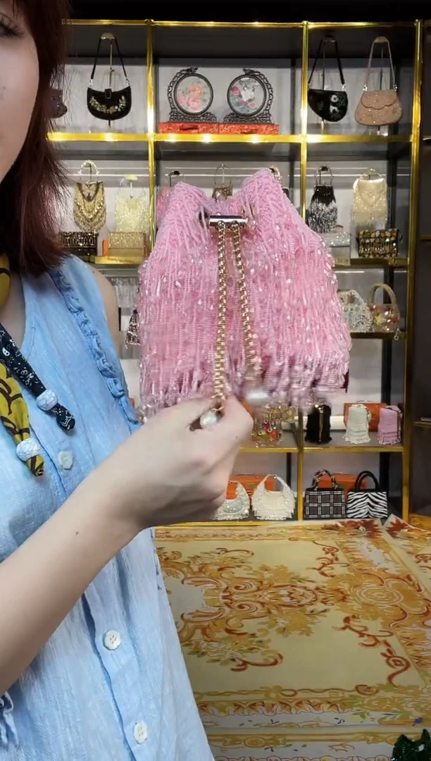 织物珠韵恒泽重工串珠手提包