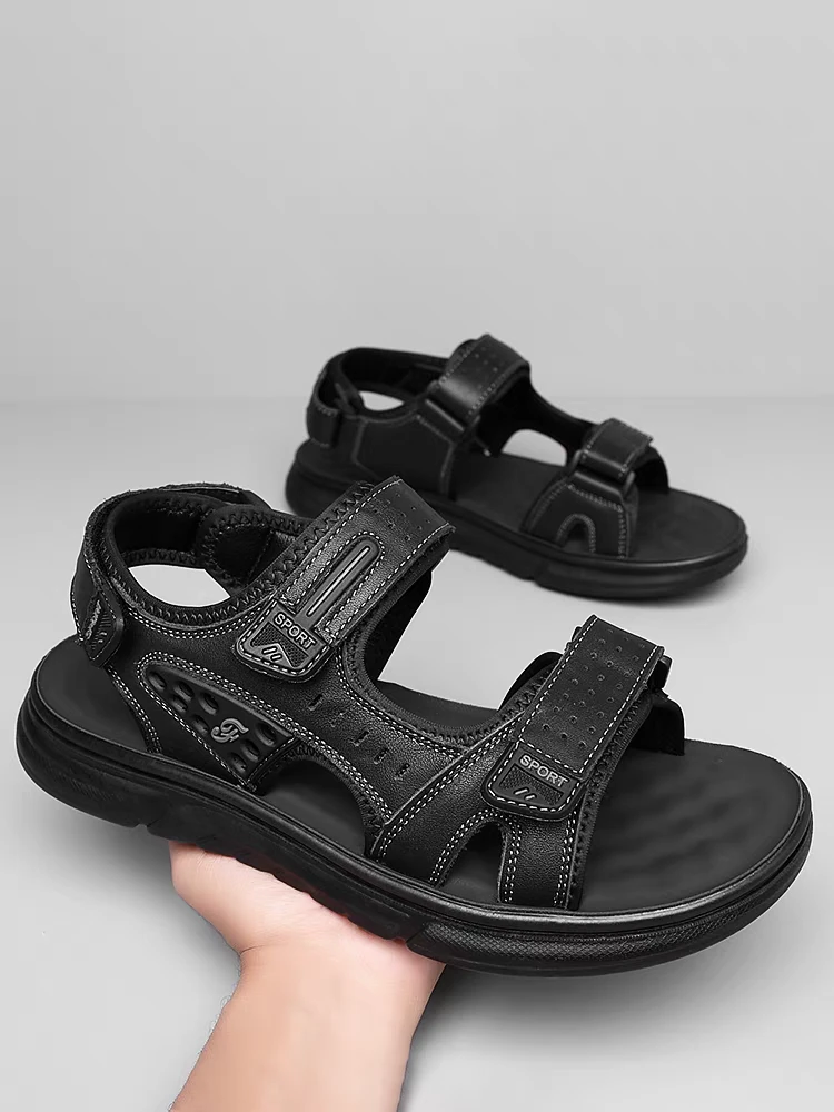 诗涵家 男士真皮休闲沙滩凉鞋2503