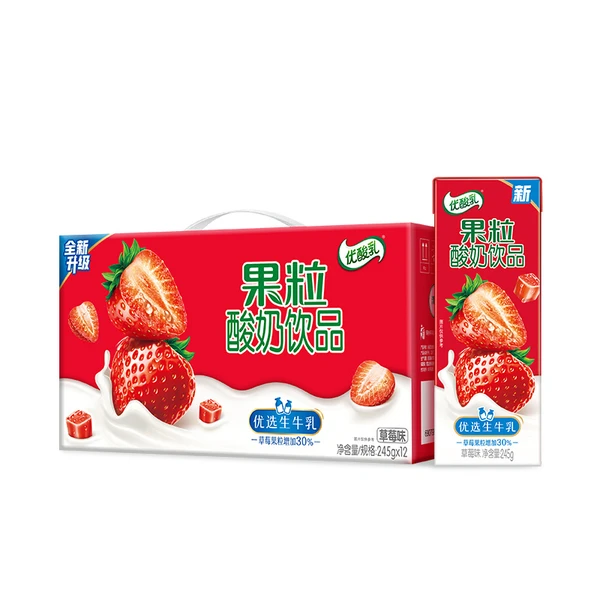 伊利草莓果粒优酸乳 245g*12