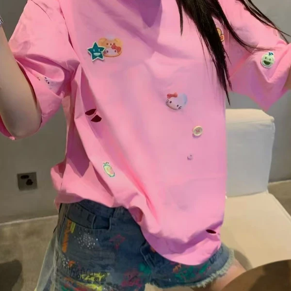 【外单原单】CC950看直播下单夏季 T恤重工情侣装宽松时尚设计师款