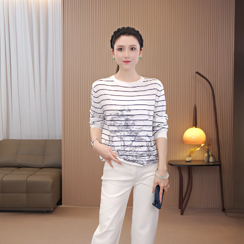 NIUNIU · Mao-1084 时尚休闲百搭条纹打底上衣