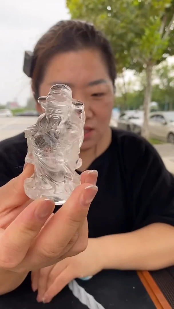 未镶嵌珠宝半成品水晶白水晶财神D279