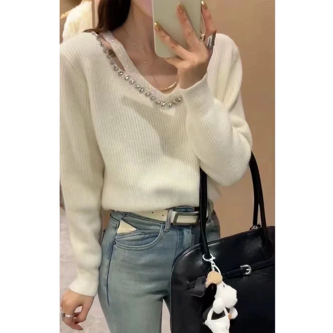 【苏苏精选】S66828时尚针织串珠带钻气质百搭毛衣