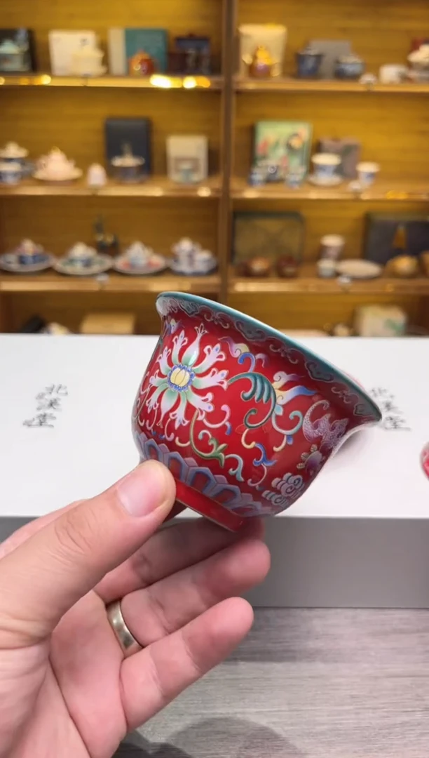 红缠小盖碗茶具茶具