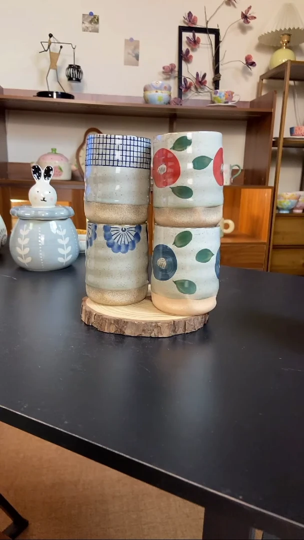 陶瓷日式小茶杯200ml4个微瑕