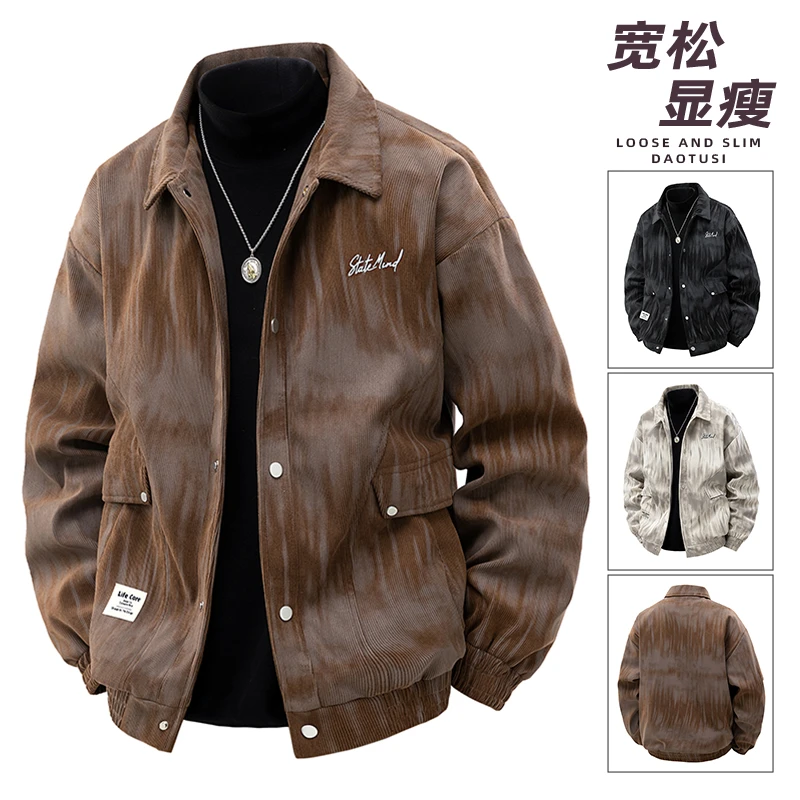 印花工装夹克设计感港风潮牌大码外套男宽松休闲百搭帅气时尚潮流