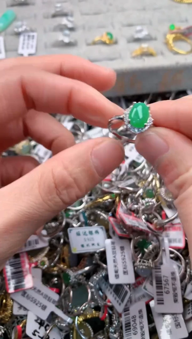 银S925镶嵌戒指翡翠6                              5