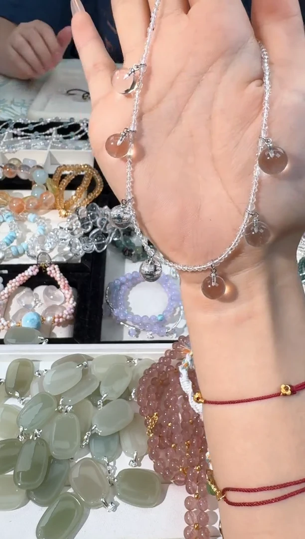 水晶手链合金F003白水7颗珠项链