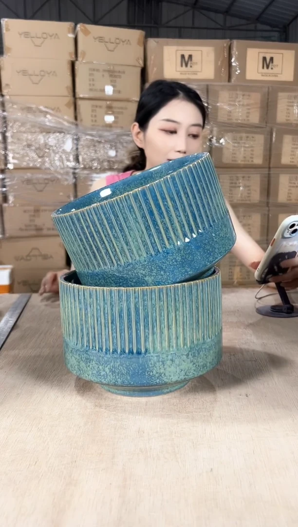 2半条纹蓝花釉中号20x14