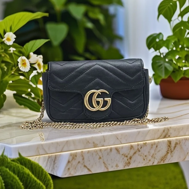 95新 GUCCI/古驰 杨杨/黑色马蒙mini包1333 8776