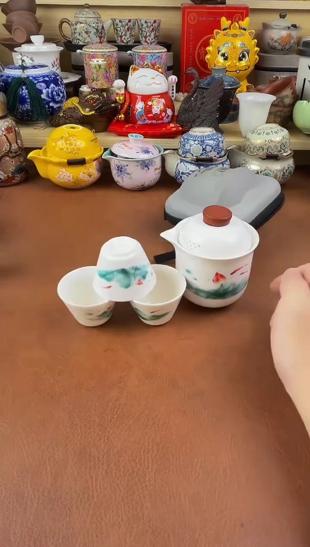 陶瓷茶具摆件旅行套组