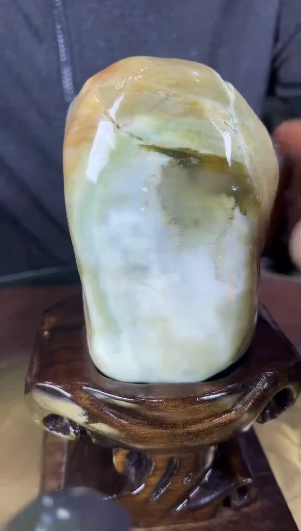 缅甸天然树化玉摆件