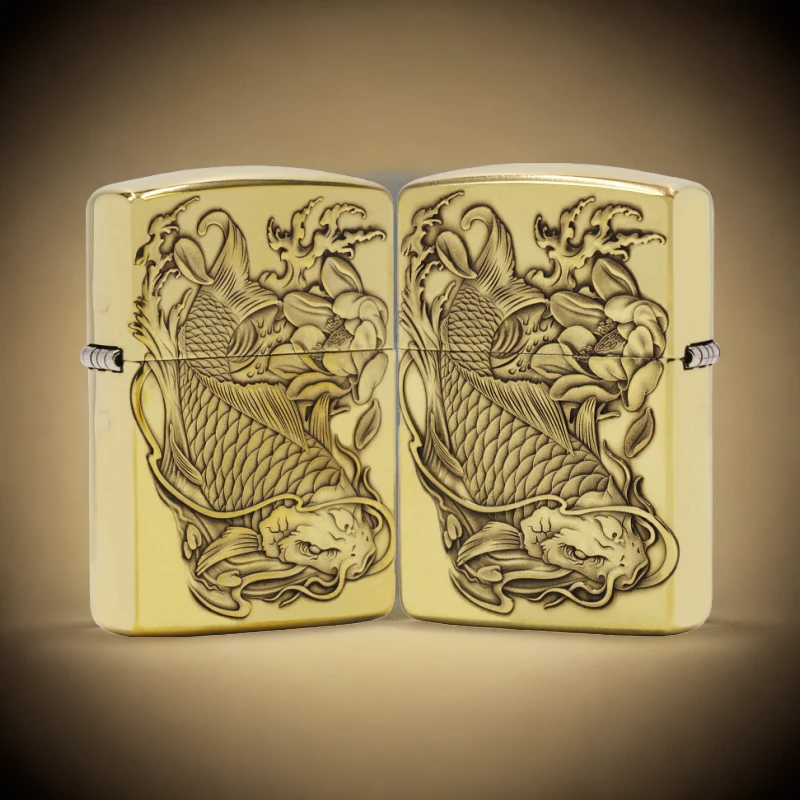 ZIPPO/之宝打火机3D盔甲【双面龙鱼】黄铜盔甲机原装正品煤油机DYJ1
