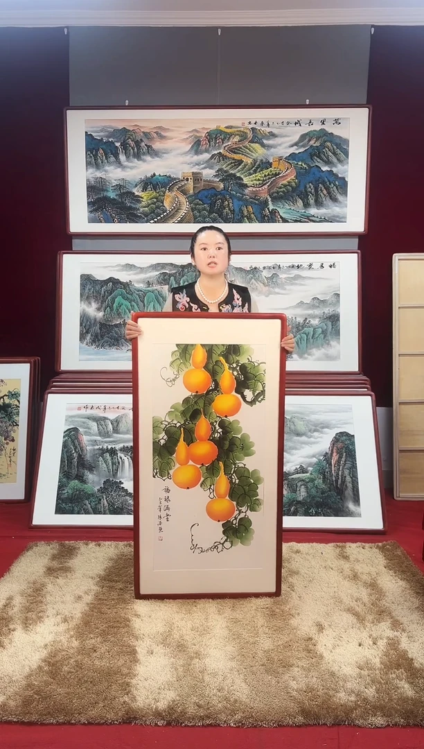 国画手绘葫芦123*63尺寸