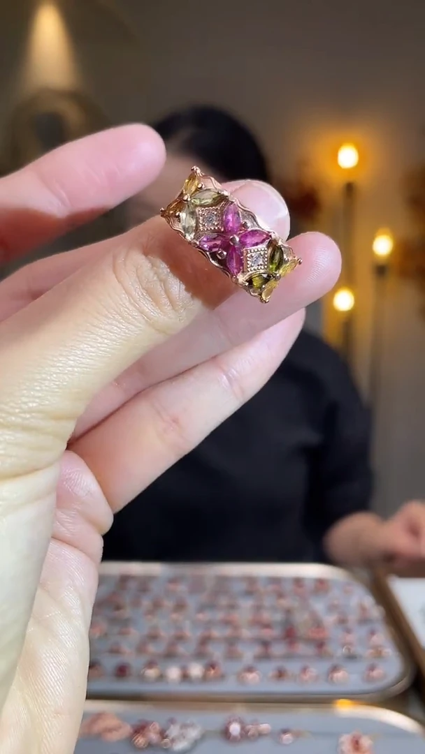 银S925镶嵌手饰碧玺手饰