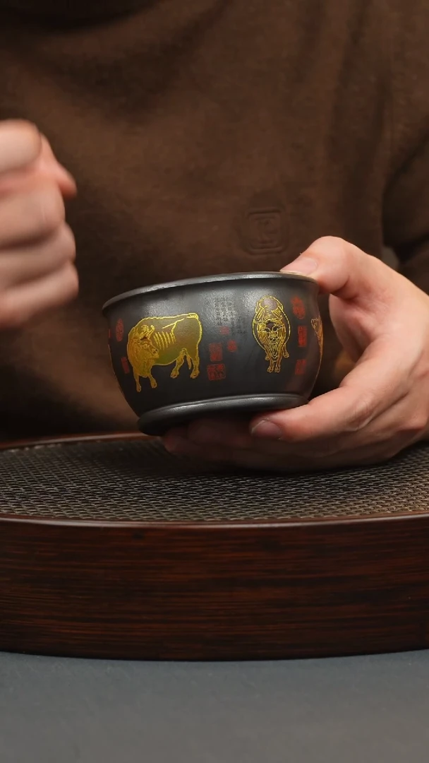 【闪购商品】紫砂茶壶石黄 五牛杯