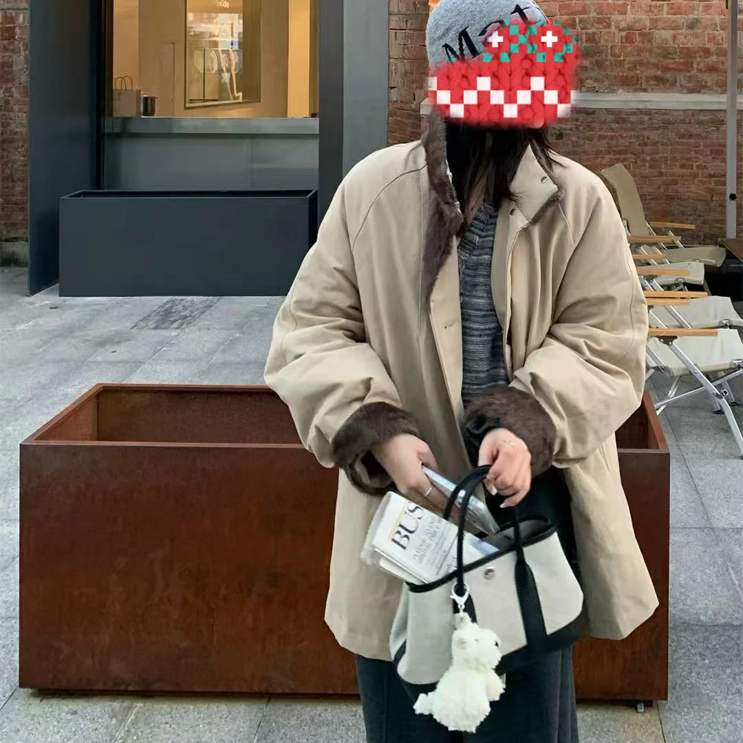 进口青根貂 皮草毛领 中长款 90白鹅绒派克羽绒服 送礼