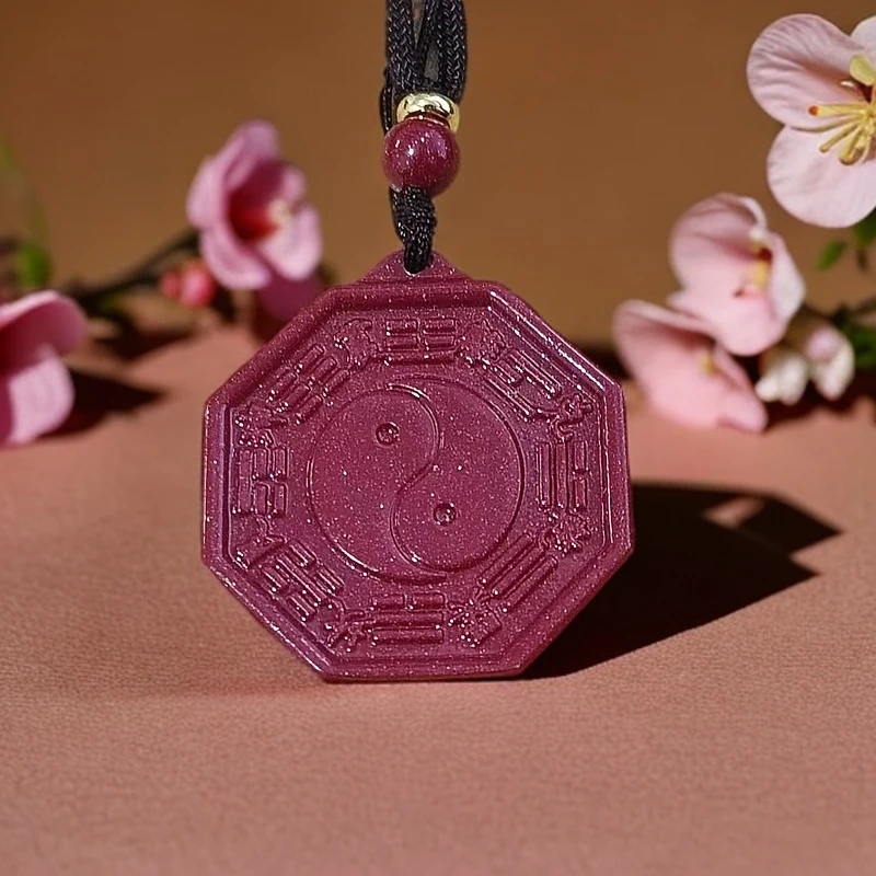 含辰砂工艺品高含量保真朱砂九宫八卦吊坠挂件车挂钥匙扣