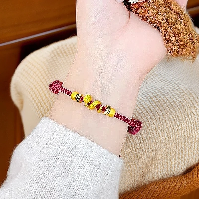 合金布艺手链 12生肖蛇卷卷蛇手绳本命年手绳蛇年红绳编织手绳男